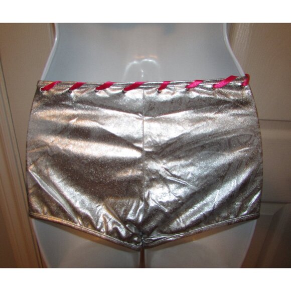 Silver Metallic and Pink Booty Shorts Bikini - NEW - Picture 8 of 10